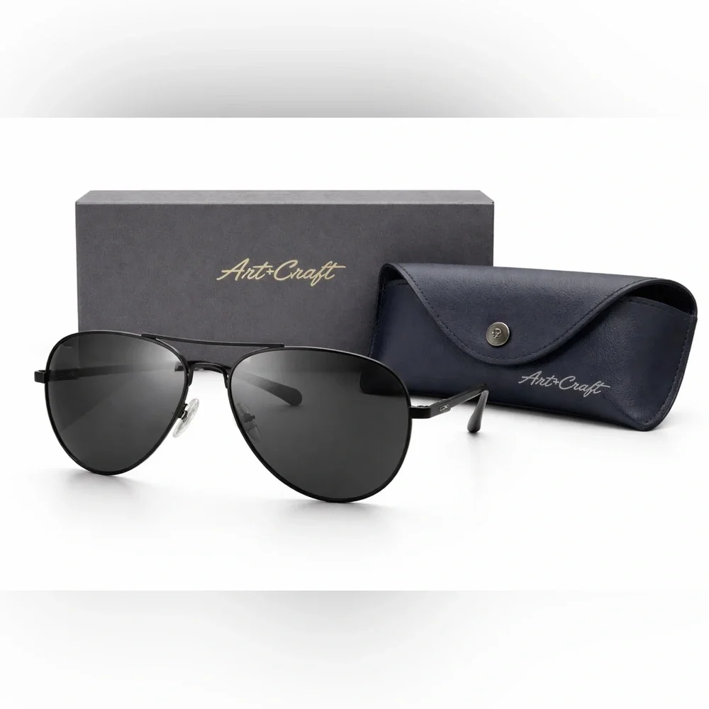 Art + Craft AC410 Sunglasses Matte Black Admiral Grey Lenses Case Box New $259